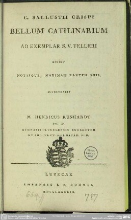 C. Sallustii Crispi Bellum Catilinarium : Ad Exemplar S. V. Telleri