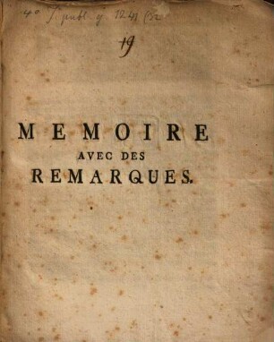 Mémoire avec des remarques