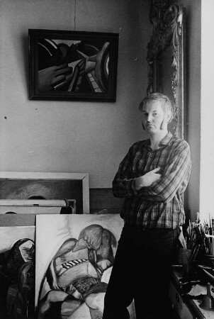 Der Maler Oskar Manigk in seinem Atelier