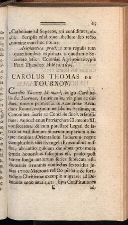 Carolus Thomas de Tournon. - Hieronymus Vegintimillius.