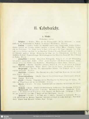 II. Lehrbericht