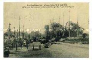 Der durch Feuer zerstörte "Belgische Pavillon" in Brüssel