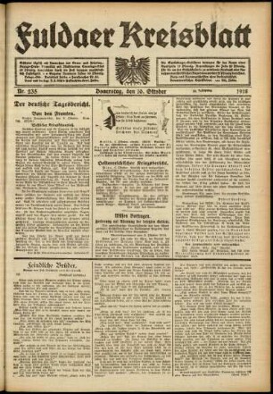 Ausgabe vom Donnerstag, den 10. Oktober 1918.