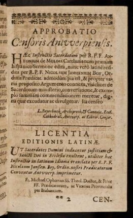 2r-2v, Approbatio; ...
