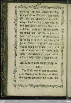 Mallander oder Geschwulst am Knie