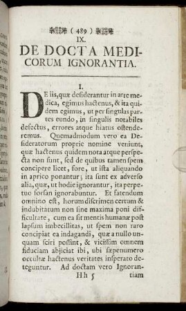 IX. De Docta Medicorum Ignorantia.