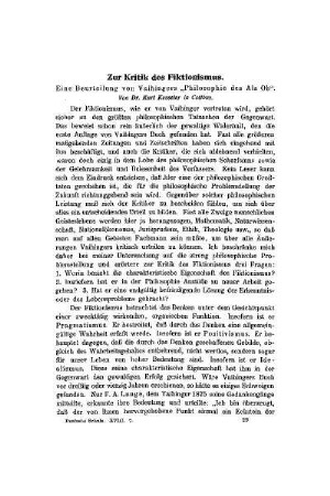Zur Kritik des Fiktionismus : eine Analyse von Vaihingers "Philosophie des Als Ob"