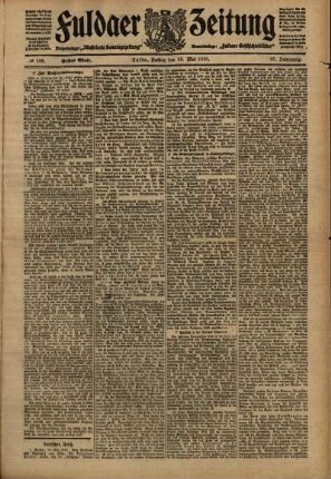 Erste Ausgabe vom Freitag, den 13. Mai 1910.