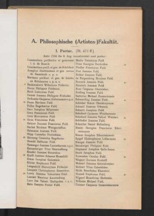 A. Philosophische (Artisten-)Fakultät.