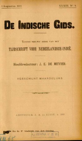 XXXIII. No. 8. 1 Augustus 1911