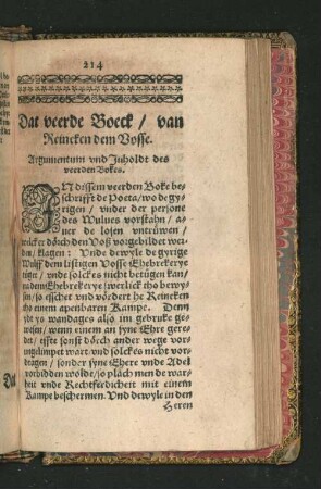 Dat veerde Boeck/ van Reineken dem Vosse.