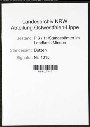 Heiratsregister Standesamt Dützen