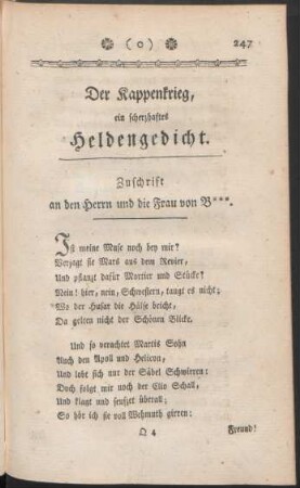 Der Kappenkrieg, ein scherzhaftes Heldengedicht