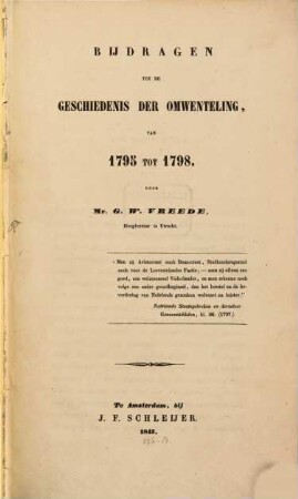 Bijdragen tot de geschiedenis der omwenteling van 1795 tot 1798