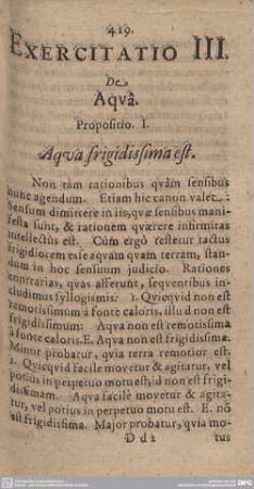 Exercitatio III. De Aqua.