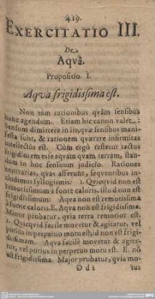 Exercitatio III. De Aqua.
