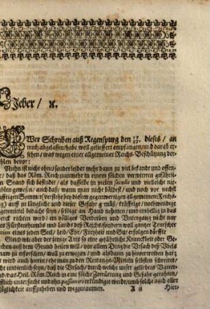 Copia Schreibens eines Teutschen Fürsten an einem vornehmen Abgesandten auf dem Reichs-Tag zu Regenspurg : Geben den 21/31 Octobris, 1663