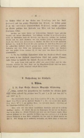 V. Beschreibung der Erdtheile