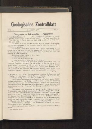 1. August 1912. No. 1.