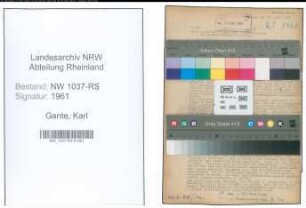 Entnazifizierung Karl Gante , geb. 04.03.1900 (Staedt.Angestellter)