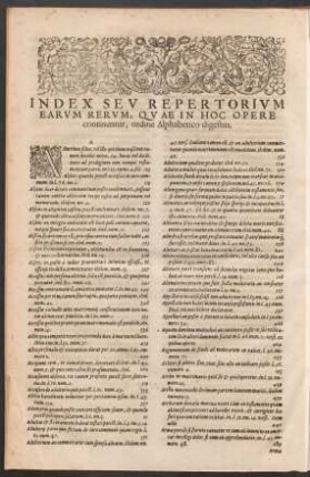 Index Seu Repertorium Earum Rerum, Quae In Hoc Opere continentur ...