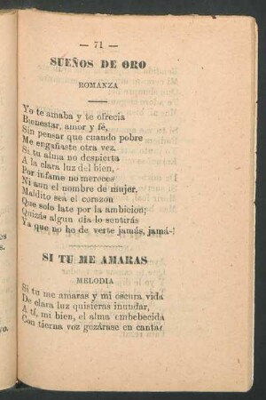 Sueños de oro : Romanza