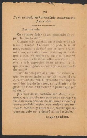 Para cuando se ha recibido contestación favorable