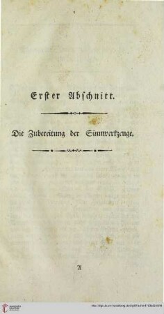 Erster Abschnitt: Die Zubereitung der Sinnwerkzeuge