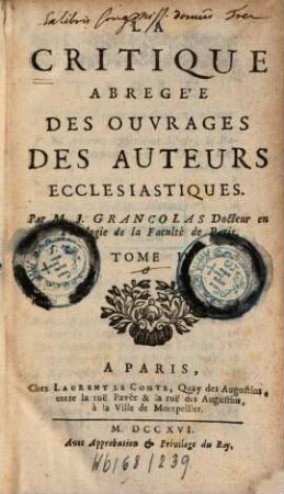 La Critique Abregée Des Ouvrages Des Auteurs Ecclesiastiques, 2