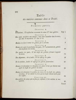 Table des matieres contenues dans ce Traité. : Premiere partie.