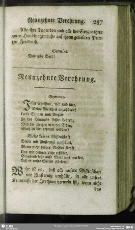 Neunzehnte Verehrung