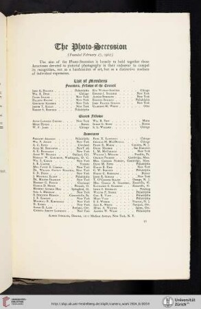The Photo-Secession: List of Members [unsigned text]
