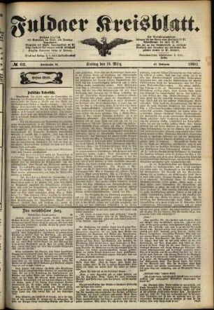 Erste Ausgabe vom Freitag, den 18. März 1910.