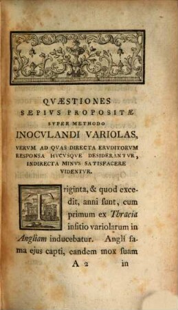Quaestiones saepius motae super methodo inoculandi variolas