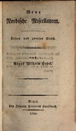 Neue nordische Miscellaneen. 1/2, 1/2. 1792