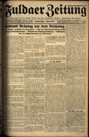 Ausgabe vom Donnerstag, den 03. April 1930.