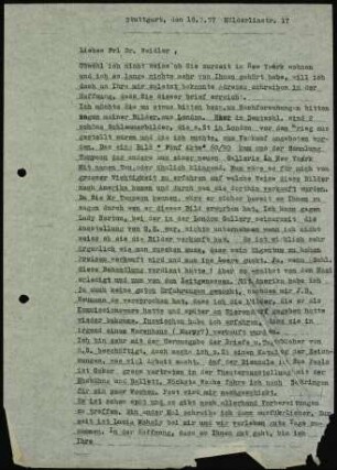Liebes Frl Dr. Weidler, Obwohl ich nicht weiss ob Sie zurzeit...