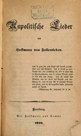 Unpolitische Lieder, 1