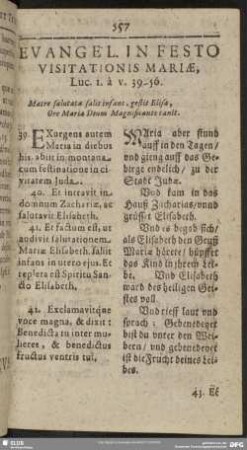 Evangel. In Festo Visitationis Mariae, Luc. 1. à v. 39-56