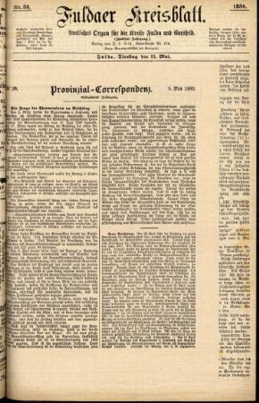 Erste Ausgabe vom Dienstag, den 11. Mai 1880.