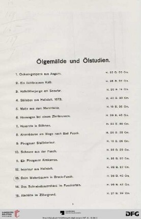 Ölgemälde und Ölstudien (Nr. 1-109)