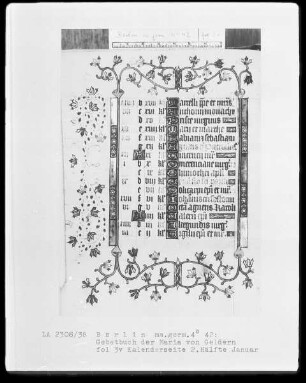 Gebetbuch der Maria von Geldern — Kalendar für Köln und Totengebete, Folio 3recto-18verso — ---, Folio 3recto-18versoKalenderseite 2. Hälfte Januar, Folio 3verso