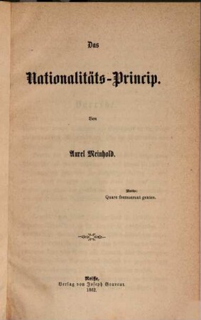 Das Nationalitäts-Princip