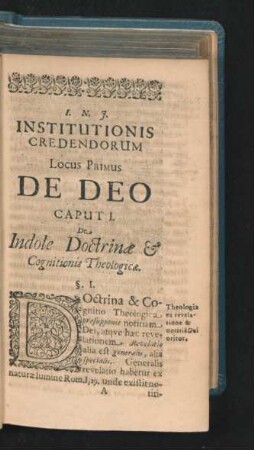 Locus Primus. De Deo.