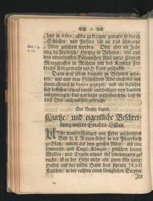 Das sechste Capitel. Kurtze/ und eigentliche Beschreibung unsers Gnaden-Bildes.