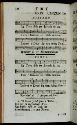 XXIX. Canzun Da Tschunqueismas