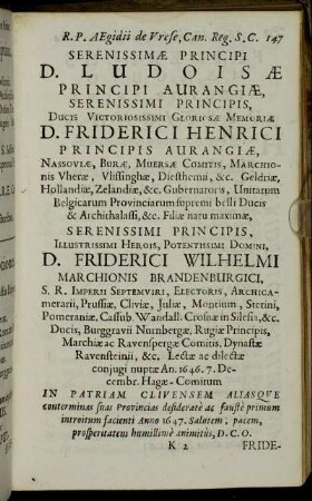 Serenissimæ Principi D. Ludoisæ Principi Aurangiæ [...]