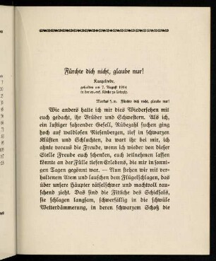 7-19, Fürchte dich nicht, glaube nur!