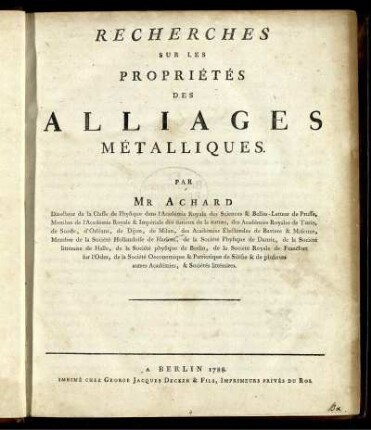 Recherches Sur Les Propriétés Des Alliages Métalliques