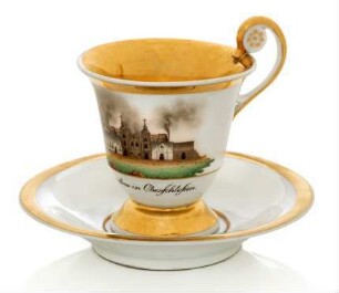 Tasse mit Ansicht "Königshütte bei Beuthen in Oberschlesien"